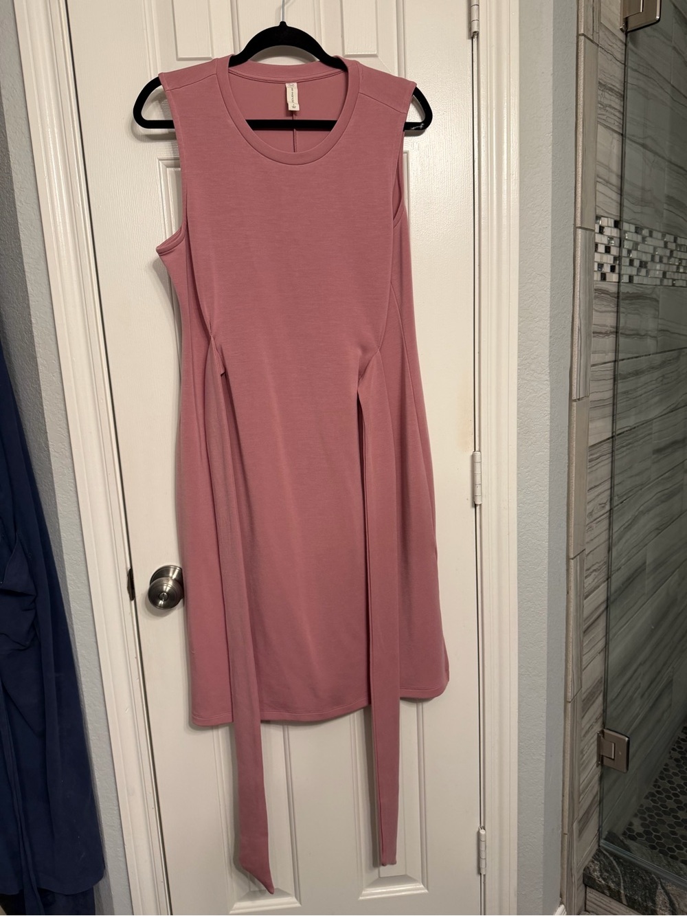 Sleeveless Tie-Waist Midi Dress in Dusty Rose